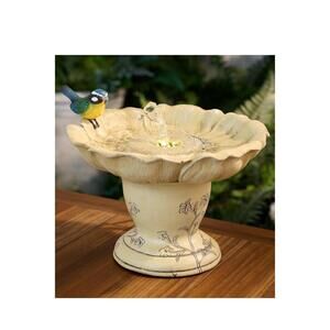 Barbara King Illuminated Flower Shaped Low Birdbath Bubbler